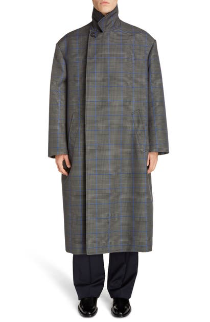 BALENCIAGA LONGLINE PLAID FLAP COAT,601162TGO27