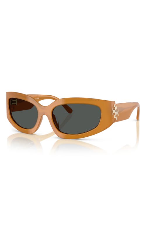 Tory Burch 57mm Irregular Sunglasses In Tan/grey