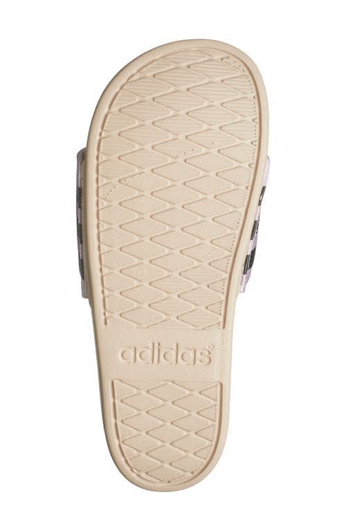 Shop Adidas Originals Adidas Adilette Comfort Slide Sandal In Wonder Taupe/black/lavender