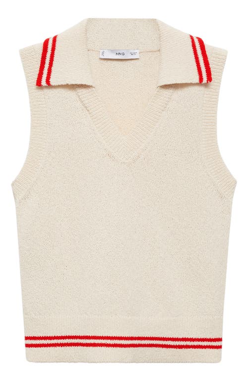Mango Stripe Sleeveless Sweater Vest In Ecru