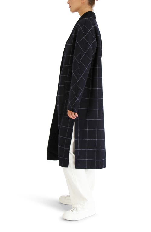 Shop Belle & Bloom Guest List Windowpane Plaid Wool Blend Coat In Navy Plaid