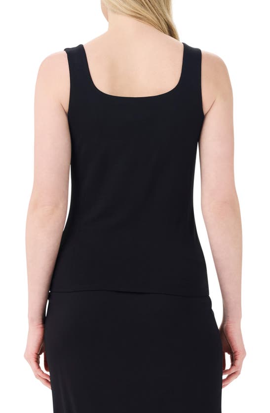 Shop Nic + Zoe Nic+zoe Notched Jersey Tank In Black Onyx