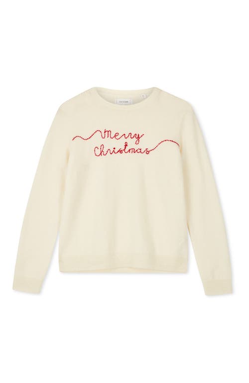 Shop Chinti & Parker Wool-cashmere Merry Christmas Sweater In Cream