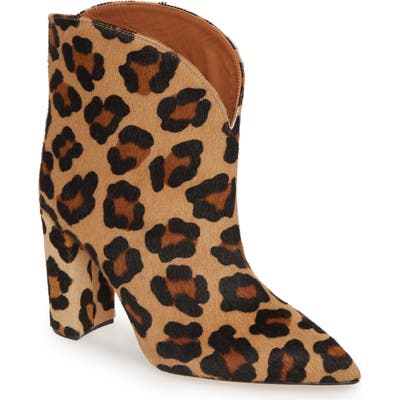 Paris Texas Genuine Calf Hair Ankle Bootie - Brown