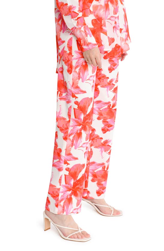 Shop Wayf Brielle Floral Pants In Pink Hibiscus