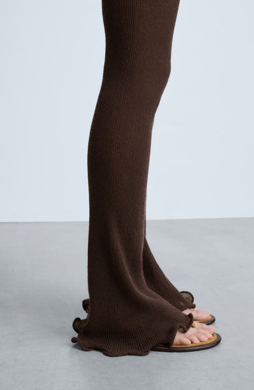 Shop Mango Marilyn Rib Leggings In Brown