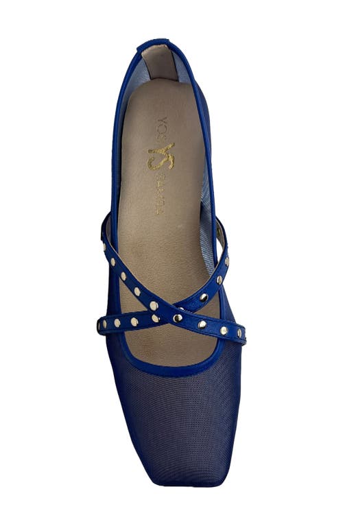 Yosi Samra Chloe Square Toe Flat In Blue