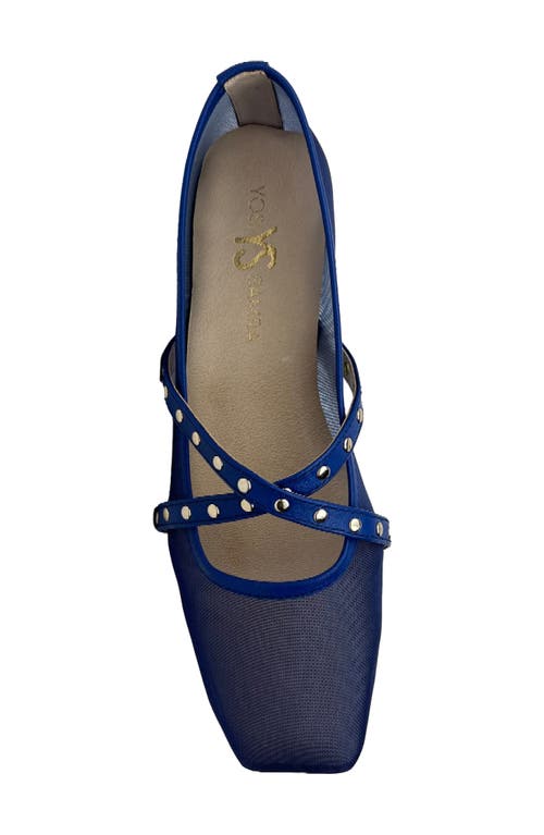 Shop Yosi Samra Chloe Square Toe Flat In Blue