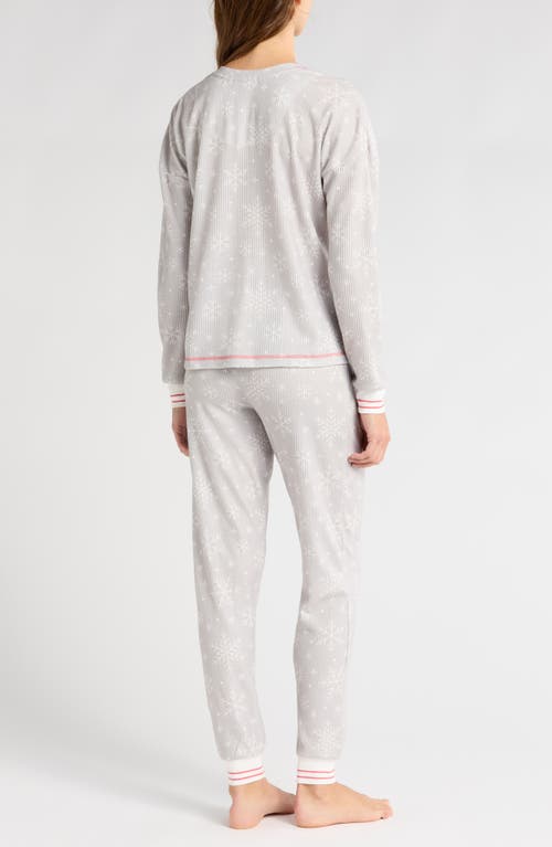 Shop Pj Salvage Waffle Knit Henley Pajamas In Frost Gray