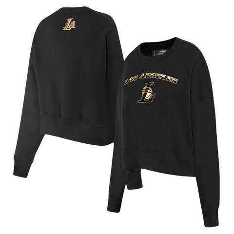 Women's Pro Standard  Black Los Angeles Lakers Glam Cropped Pullover Sweatshirt