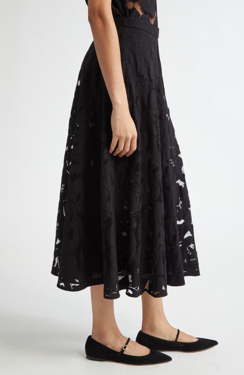 Shop Max Mara Studio Zitto Floral Lace Midi Skirt In Black