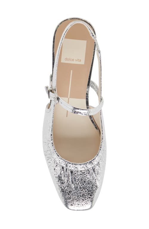 Shop Dolce Vita Rianne Slingback Mary Jane Flat In Silver Distressed Leather