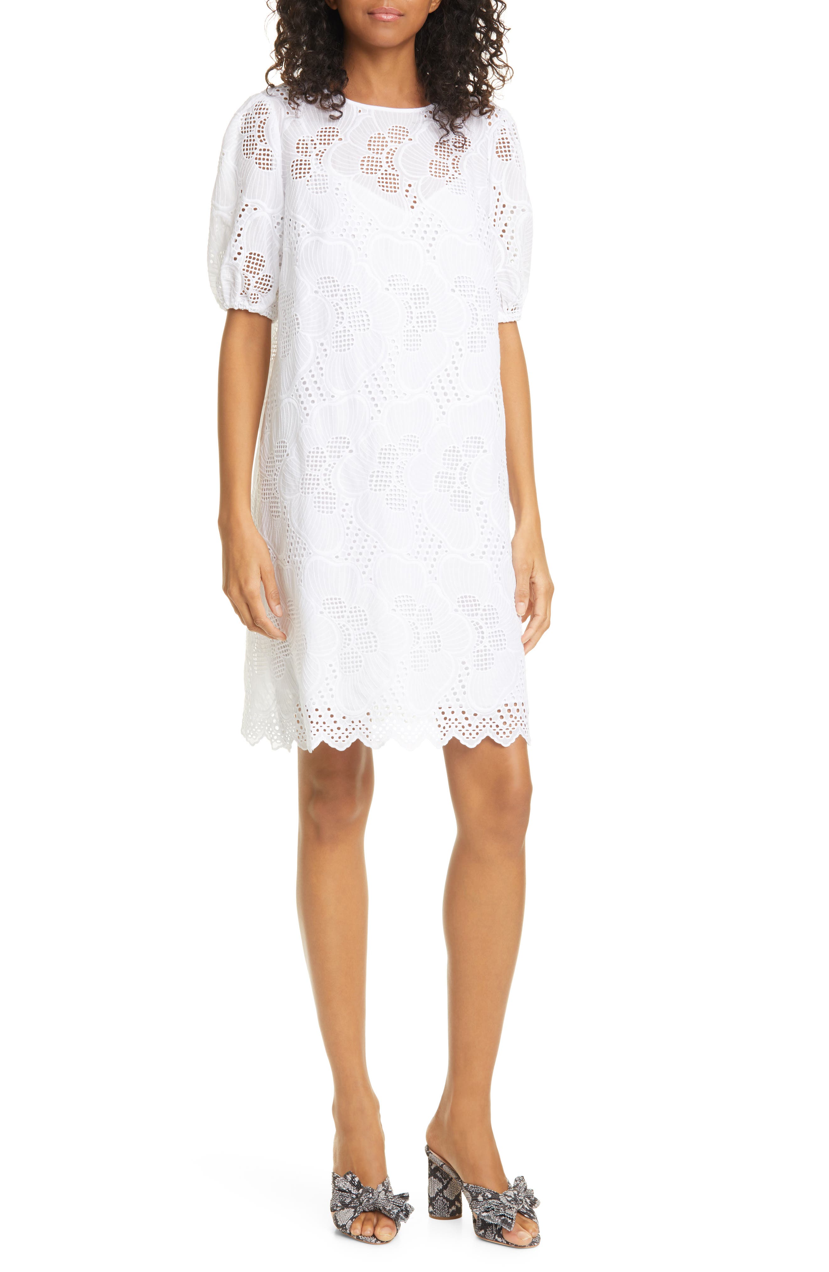 white lace shift dress