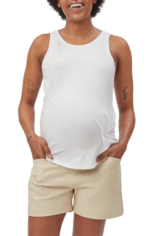 Pleated Maternity Tank in White