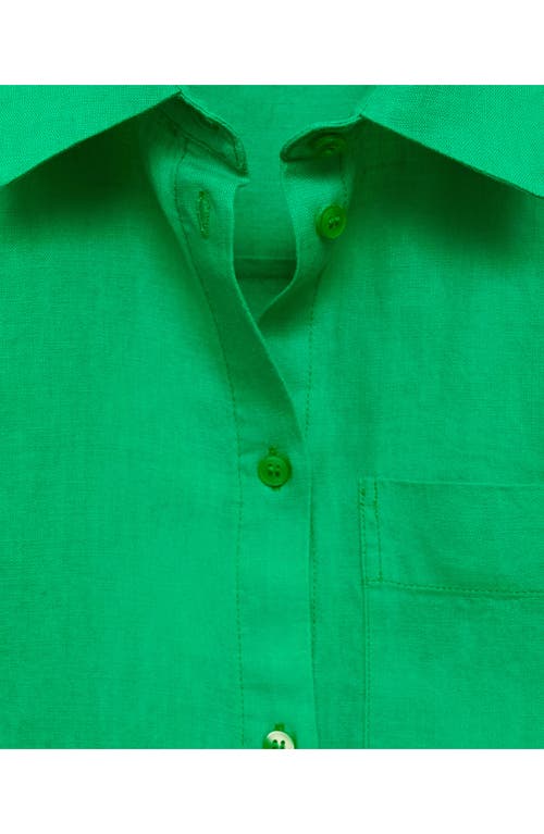 Shop Mango Linen Button-up Shirt In Green Apple