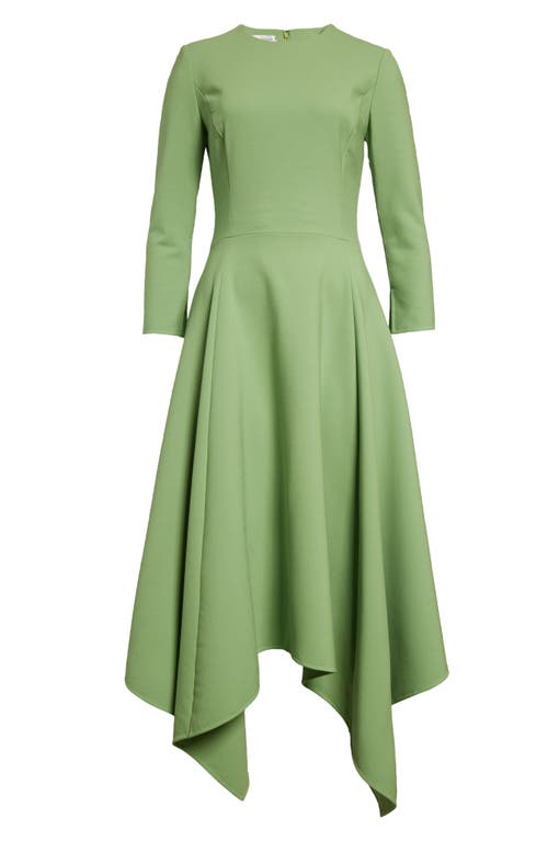 Shop Oscar De La Renta Asymmetric Hem Fit & Flare Dress In Olivine