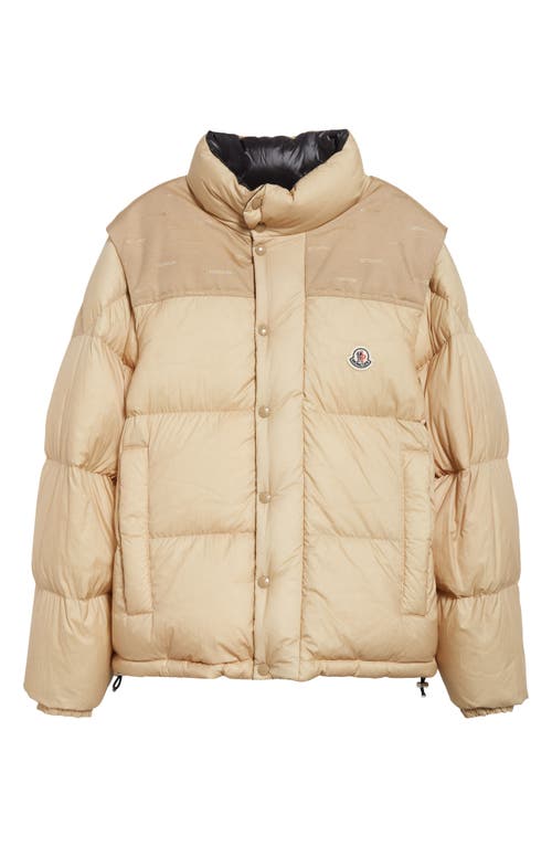 Shop Moncler Verone Convertible Down Puffer Jacket In Khaki