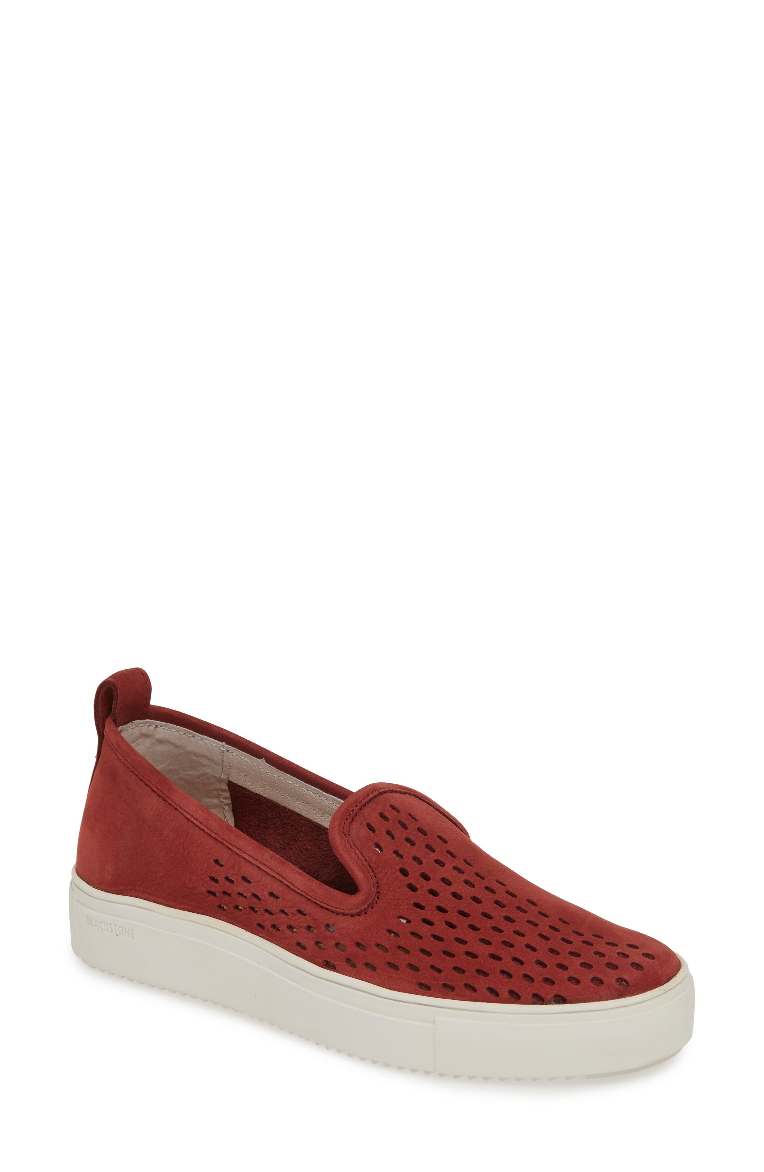 Blackstone Rl68 Perforated Slip-On Sneaker, Burgundy