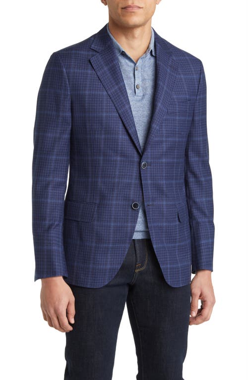 Tailored Fit Plaid Wool Sport Coat in Blue