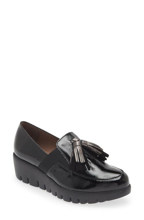 Loafer Wedge in Black Lead Combo