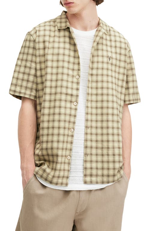 Allsaints Zeke Plaid Cotton Button-up Shirt In Light Khaki