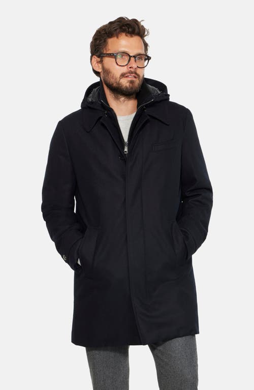 Norwegian Wool Hooded Waterproof Down Coat In Black