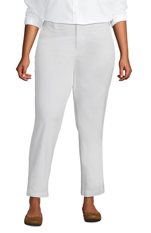 Shop Lands' End Plus Size Mid Rise Classic Straight Leg Chino Ankle Pants In White