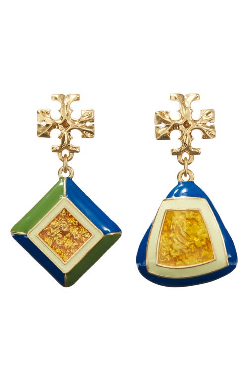 Tory Burch Rosanne Mismatched Drop Earrings in Rolled Gold /Multi at Nordstrom
