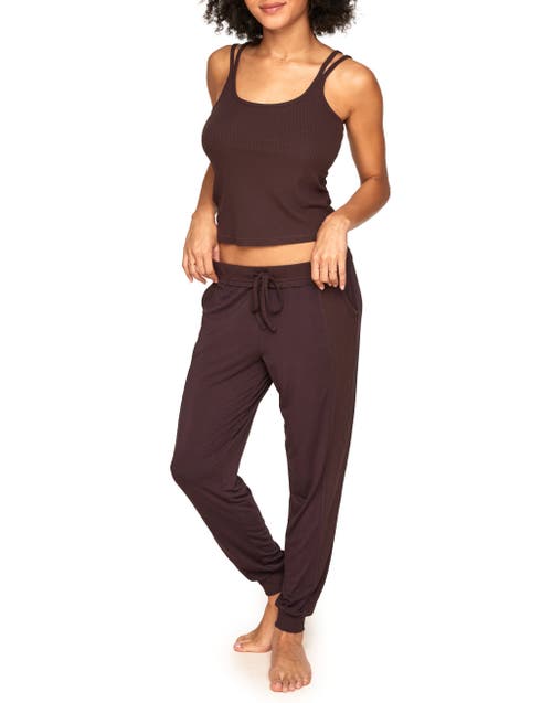 Shop Adore Me Leelee Pajama Tank & Jogger Set In Dark Brown