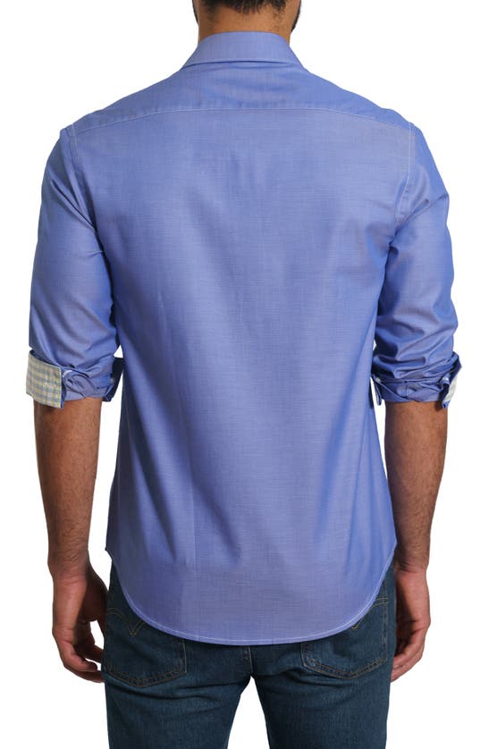 Shop Jared Lang Trim Fit Pima Cotton Button-up Shirt In Blue
