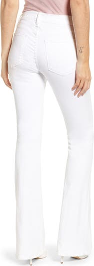 Women's Denim High Waisted White Lace Insets Wide Flare Bell