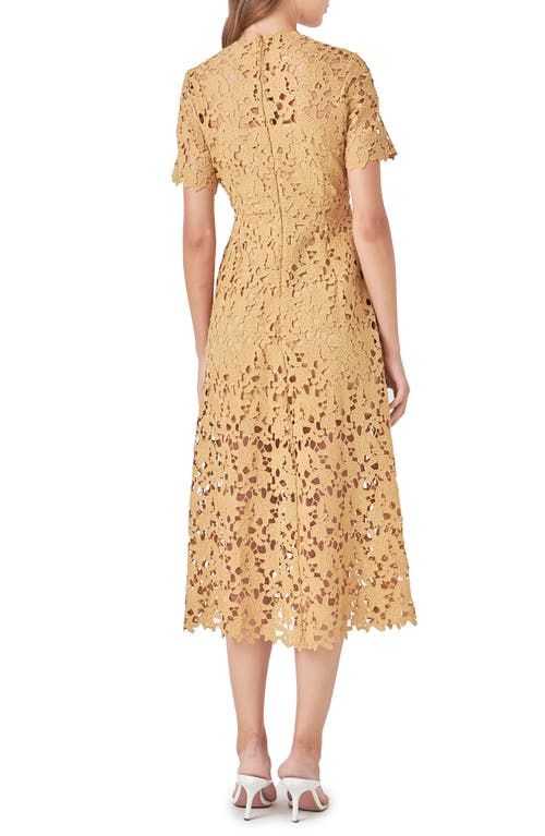 Endless Rose Allover Lace Midi Dress In Tan