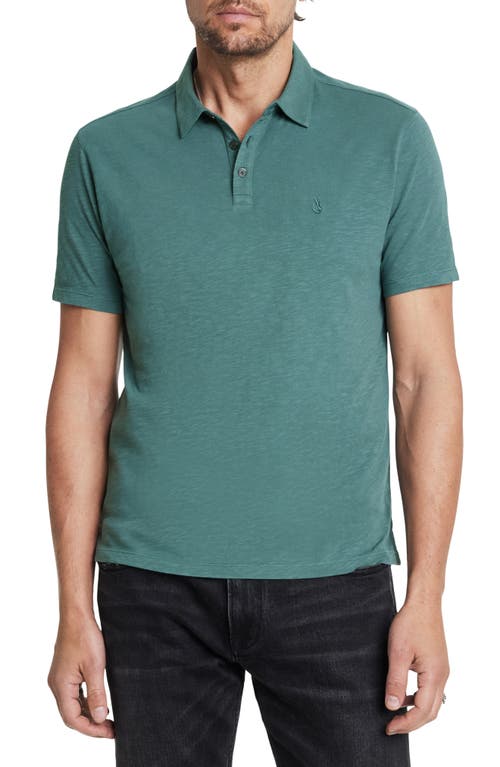 Shop John Varvatos Victor Organic Cotton Slub Polo In Deep Sea Green