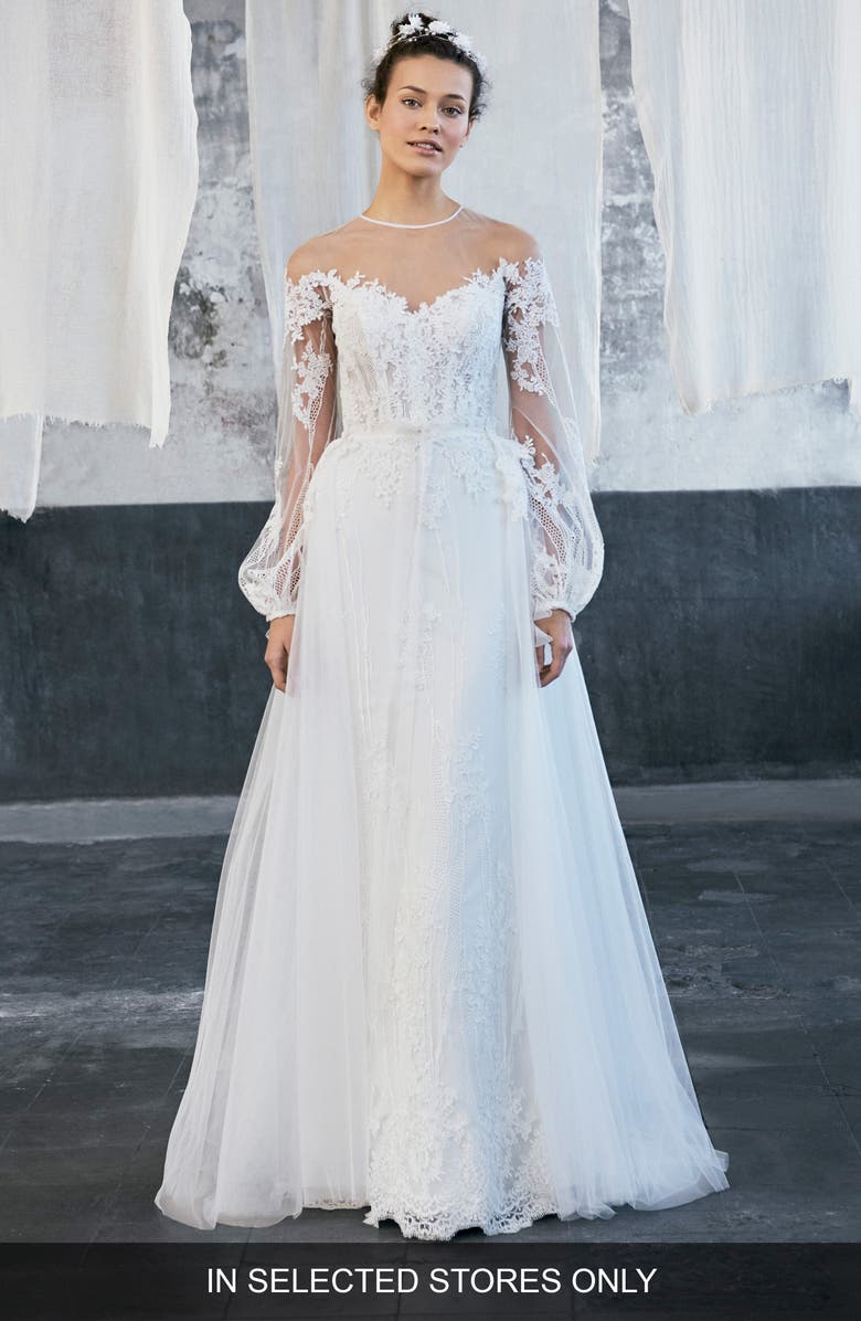 Inmaculada García Tecate Puff Sleeve Tulle Ballgown with Overskirt ...