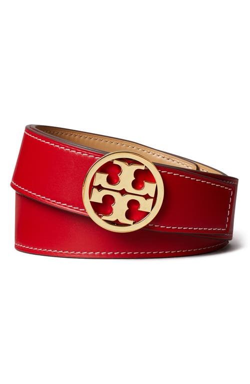 Tory Burch Miller Reversible Logo Belt In Tory Red/ginger/gold