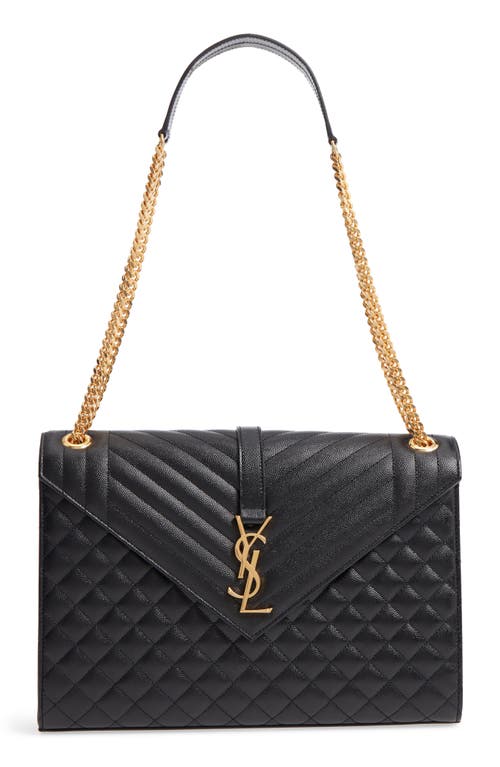 Shop Saint Laurent Large Envelope Calfskin Shoulder Bag In Nero/nero/nero