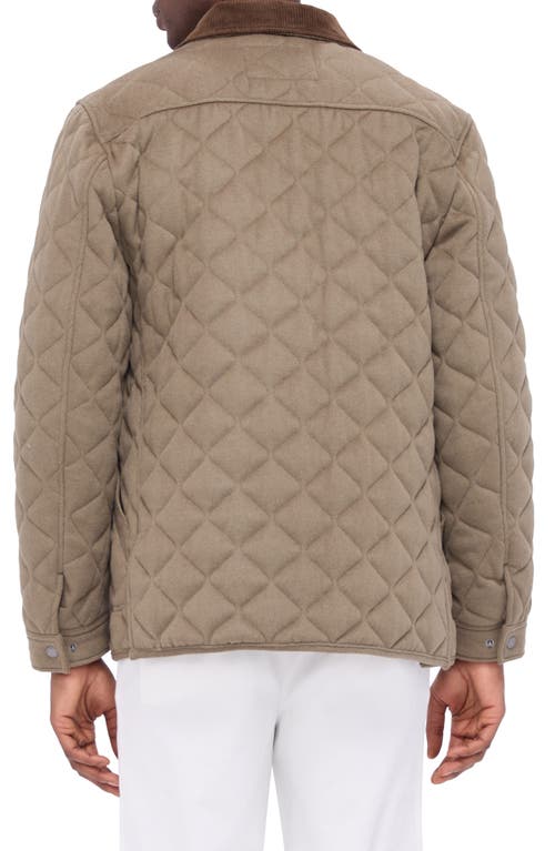 Bugatchi Diamond Quilted Field Jacket In Khaki