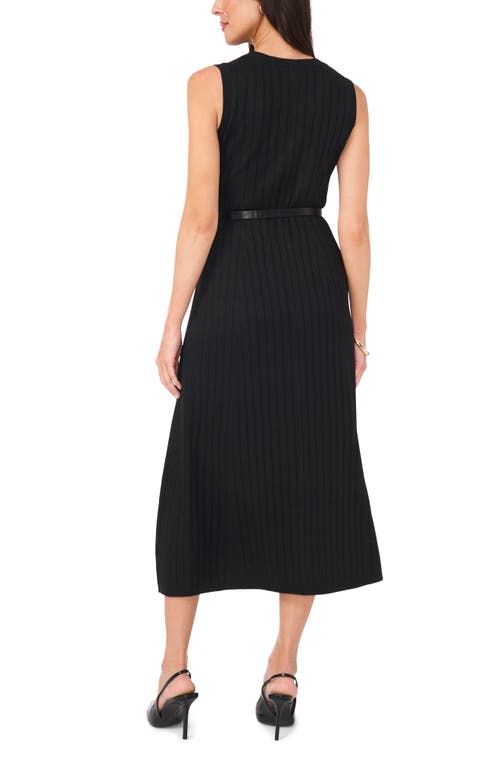 Shop Vince Camuto Sleeveless Rib Midi Sweater Dress In Rich Black