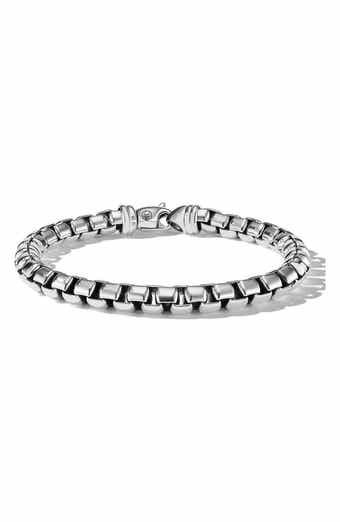 David Yurman Men's Box Chain Necklace in Stainless Steel and Sterling Silver, 7.3mm - Black - Size 22