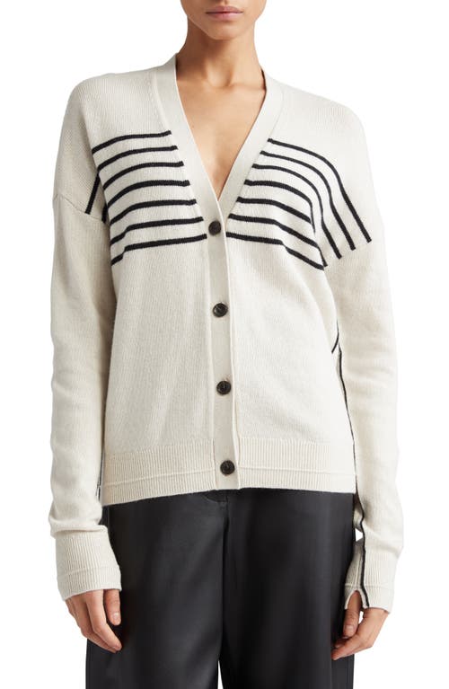 Maria McManus Stripe Organic Cotton & Recycled Cashmere Cardigan in Crema Stripe at Nordstrom, Size Small