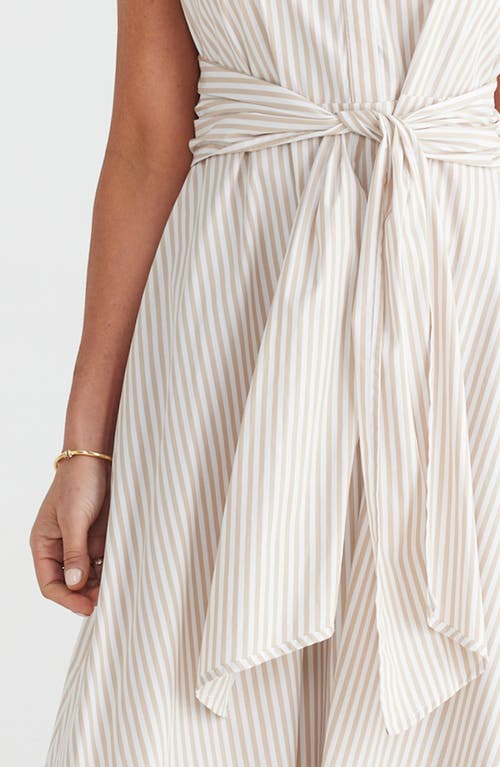 Shop Brave + True Brave+true Delaware Stripe Sleeveless Shirtdress In Sand Stripe