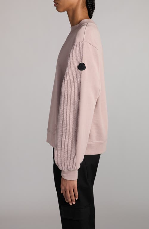 Shop Moncler Mixed Media Virgin Wool & Cotton Sweatshirt In Etherea