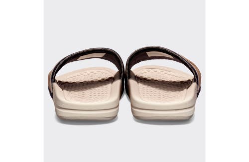 Apl Athletic Propulsion Labs Big Logo Techloom Slide Sandals In Alabaster/tan/navy