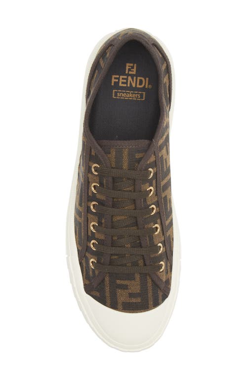 Fendi Men Brown Sneaker With All-over Ff Motif In Fabric Man In Black