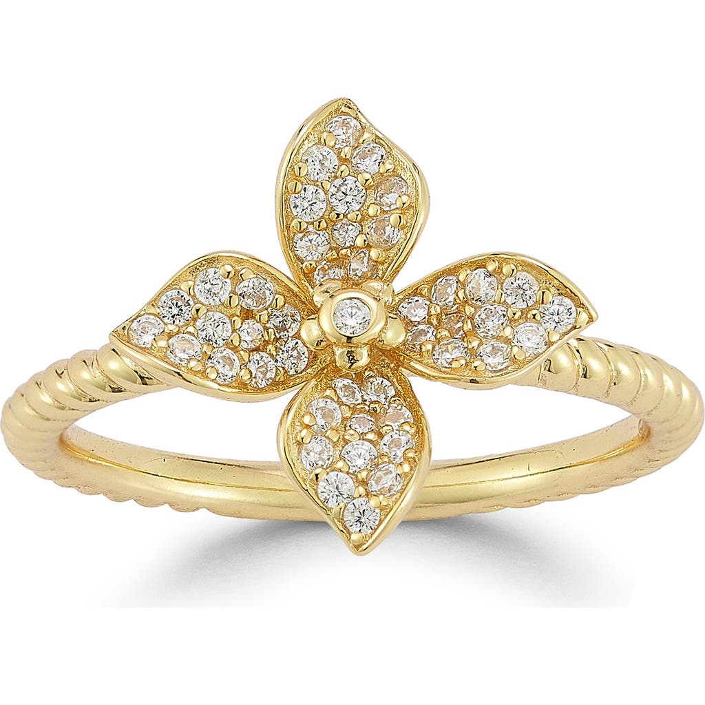 Sphera Milano Cz Pavé Flower Ring In Gold