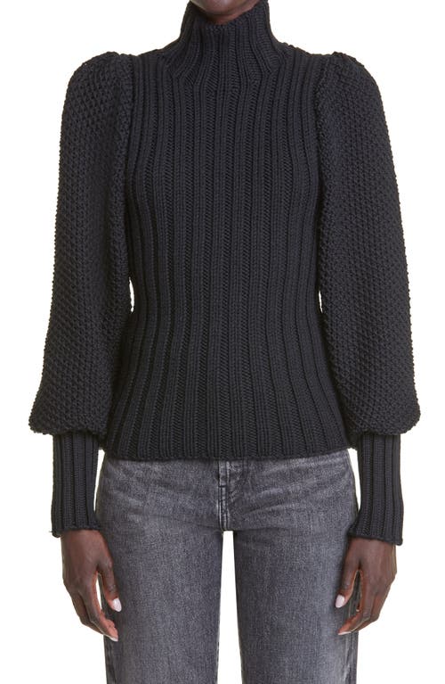 Wool Turtleneck Sweater in Noir