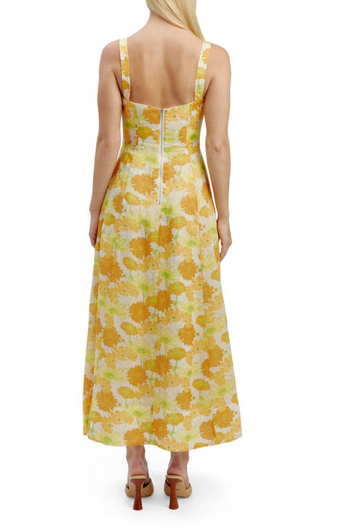 Shop Bardot Lilah Floral Corset Midi Dress In Yellow Floral