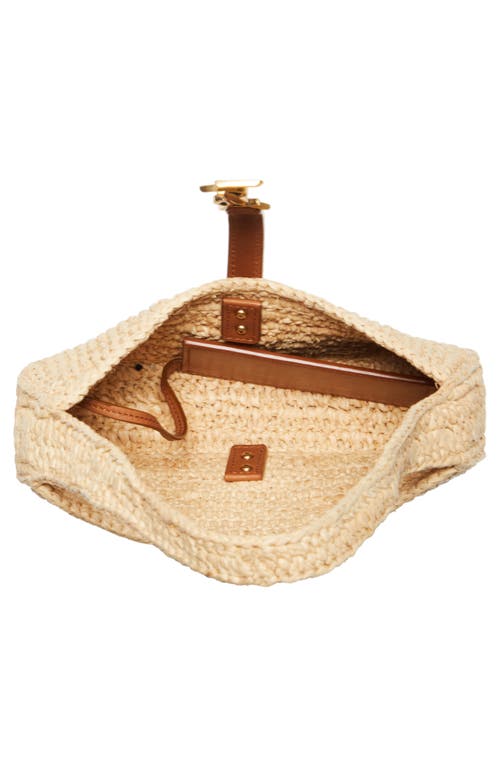 Saint Laurent Le 5 A 7 Mini Ysl Shoulder Bag In Raffia In Natural/brick
