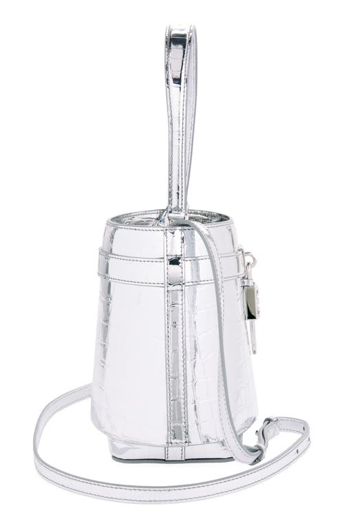 Givenchy Shark Lock Bucket Bag In Crocodile Effect Leather In Light Silvery