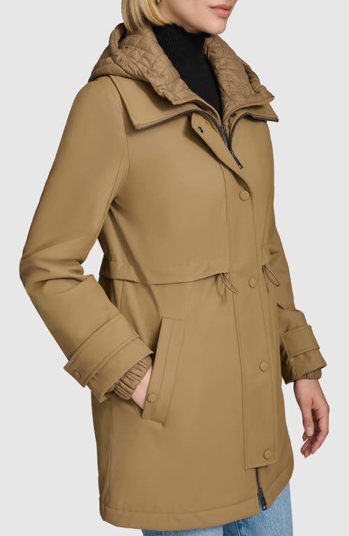 Andrew Marc Ryder Hooded Bib Inset Parka In Twig